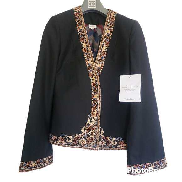 Talitha Moroccan Embroidered Silk/Cotton Bell Sleeve Jacket